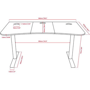 Arena - Bureau Gaming Medium (140cm) / Pure Black