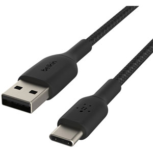 photo Câble gaine tressée USB-C /USB-A (15 cm, noir)