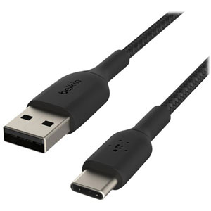 photo Câble gaine tressée USB-C/USB-A (15 cm, noir)