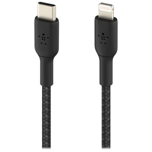 photo Câble gaine tressée USB-C/Lightning (1m, noir)