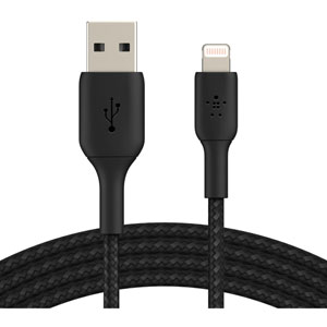 photo Câble gaine tressée Lightning/USB-A (15 cm, noir)
