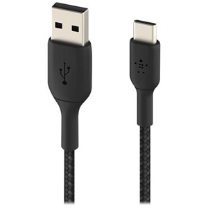 photo Câble gaine tressée USB-C/USB-A (15 cm, noir)