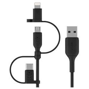 photo Cable USB-A vers USB-C, Lightning et MicroUSB