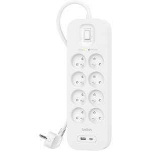 photo Multiprise parafoudre - 8 prises,1 USB-C, 1 USB-A