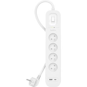 photo Multiprise parafoudre - 4 prises,1 USB-C, 1 USB-A