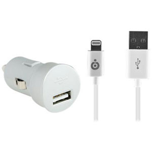 photo Chargeur Voiture Lightning 2.4A - Blanc