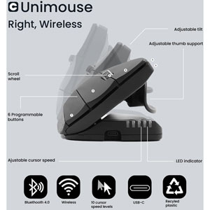 Unimouse - Souris verticale sans fil, droitier