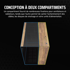 6500X Mid-Tower Dual Chamber - Noir / Bois Noyer