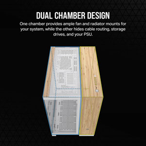 6500X Mid-Tower Dual Chamber - Blanc/Bois Bambou