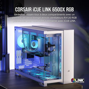 iCUE LINK 6500X RGB Dual Chamber - Blanc