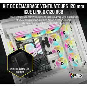 iCUE LINK QX120 RGB 120mm PWM Starter Kit - Blanc