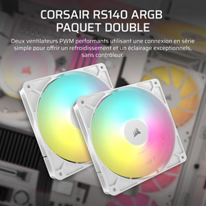 RS140 ARGB 140mm PWM Fan - Blanc (Pack de 2)