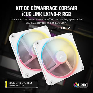 iCUE LINK LX140-R RGB 140mm Starter Kit - Blanc