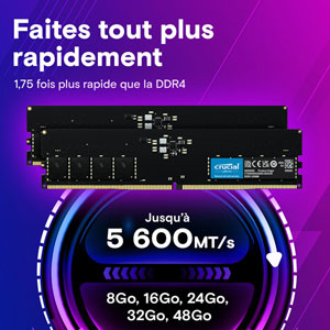 DDR5 UDIMM 4800 MHz - 16Go / CL40