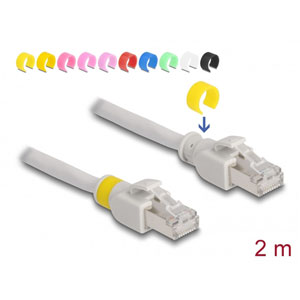 Câble RJ45 Cat.6A S/FTP avec clips de couleur 2 m