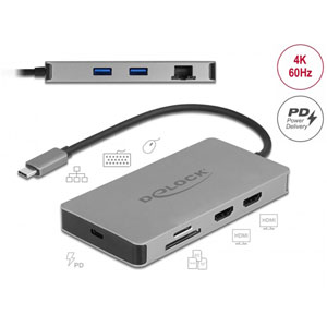 Dock USB Type-C 4K - Dual HDMI MST + SD + LAN