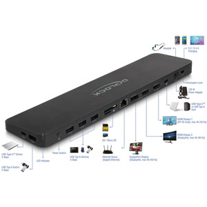 Dock USB-C triple DisplayLink 4K + LAN/USB/SD