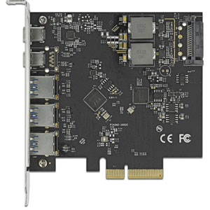 Carte PCIe x4 vers 2 x USB-C + 2 x USB-A - 20 Gbps
