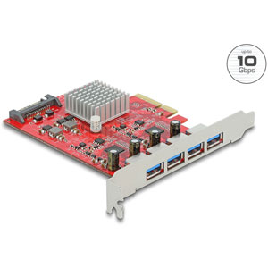 Carte PCIe x4 vers 4 x USB-A 10 Gbps