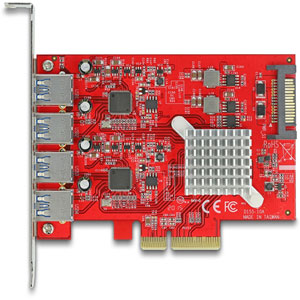Carte PCIe x4 vers 4 x USB-A 10 Gbps