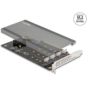 Carte PCIe x4 vers 4 x NVMe M.2 + radiateurs