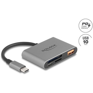 Lecteur USB-C™ 10 Gbps SD + MicroSD + USB-A + PD