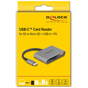 Lecteur USB-C™ 10 Gbps SD + MicroSD + USB-A + PD