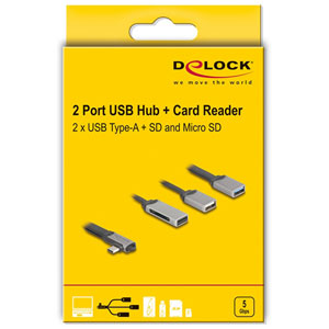Hub 2 x USB + lecteur SD/MicroSD - USB-C