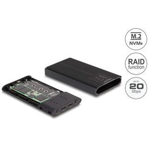 Boîtier USB 20Gbps 2 x SSD M.2 NVMe PCIe avec RAID