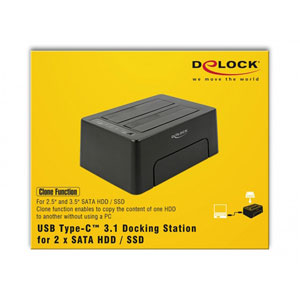 Station USB-C pour 2x SATA HDD / SSD avec Clone