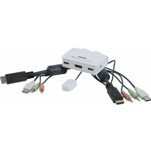 photo KVM DP 4K/USB/Audio 2 ports Câbles intégrés