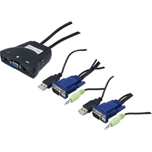 photo KVM Switch VGA/USB/HP Cables intégrés 2 ports