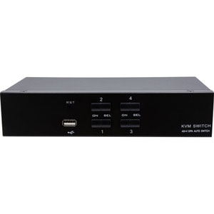 KVM DisplayPort 4K/USB/Audio 4 ports + câbles