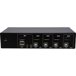 KVM DisplayPort 4K/USB/Audio 4 ports + câbles