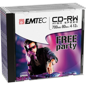 photo Pack de 5 CD-RW 700Mo 12x Jewel Case