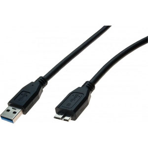 photo Cordon USB 3.0 Type A / microUSB B - 1.8m / Noir