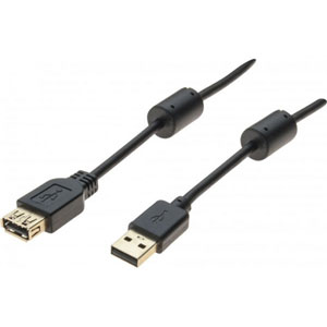 photo Rallonge USB 2.0 type A/B avec ferrites - 1m /Noir