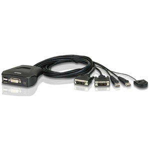 photo KVM à câble DVI USB 2 ports +sélecteur de port