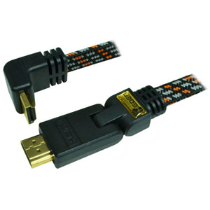photo Câble HDMI 1.4 plat tissé plaqué Or - 2m