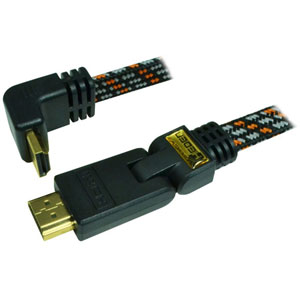 photo Câble HDMI 1.4 plat tissé plaqué Or - 3m