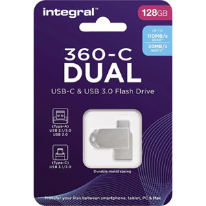 360-C Dual USB-C & USB 3.2 Gen 1 - 128Go