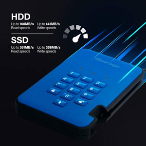 diskAshur2 HDD USB 3.2 Gen1 Type A - 2To / Bleu
