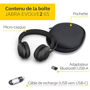 Jabra Evolve2 55 MS Stéréo - Casque sans fil Bluetooth USB-C - Noir