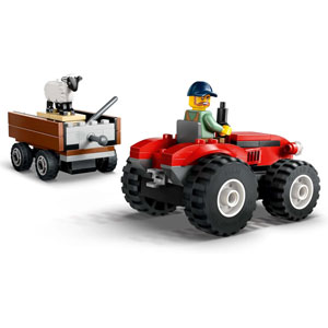 CITY - Tracteur rouge avec remorque et moutons