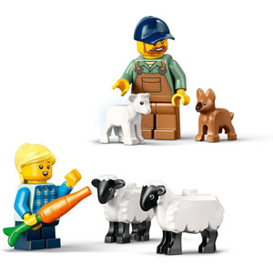 CITY - Tracteur rouge avec remorque et moutons