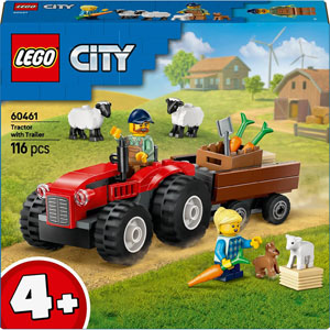 CITY - Tracteur rouge avec remorque et moutons