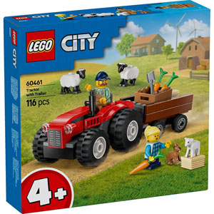CITY - Tracteur rouge avec remorque et moutons