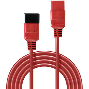 Rallonge secteur C20 vers C19, rouge, 1m