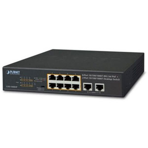 8-Port GbE PoE + 2-Port 10/100/1000T Switch 120W