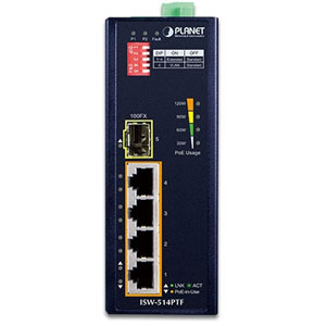 Industrial 4 p 10/100TX 802.3 PoE+ 1-P 100FX